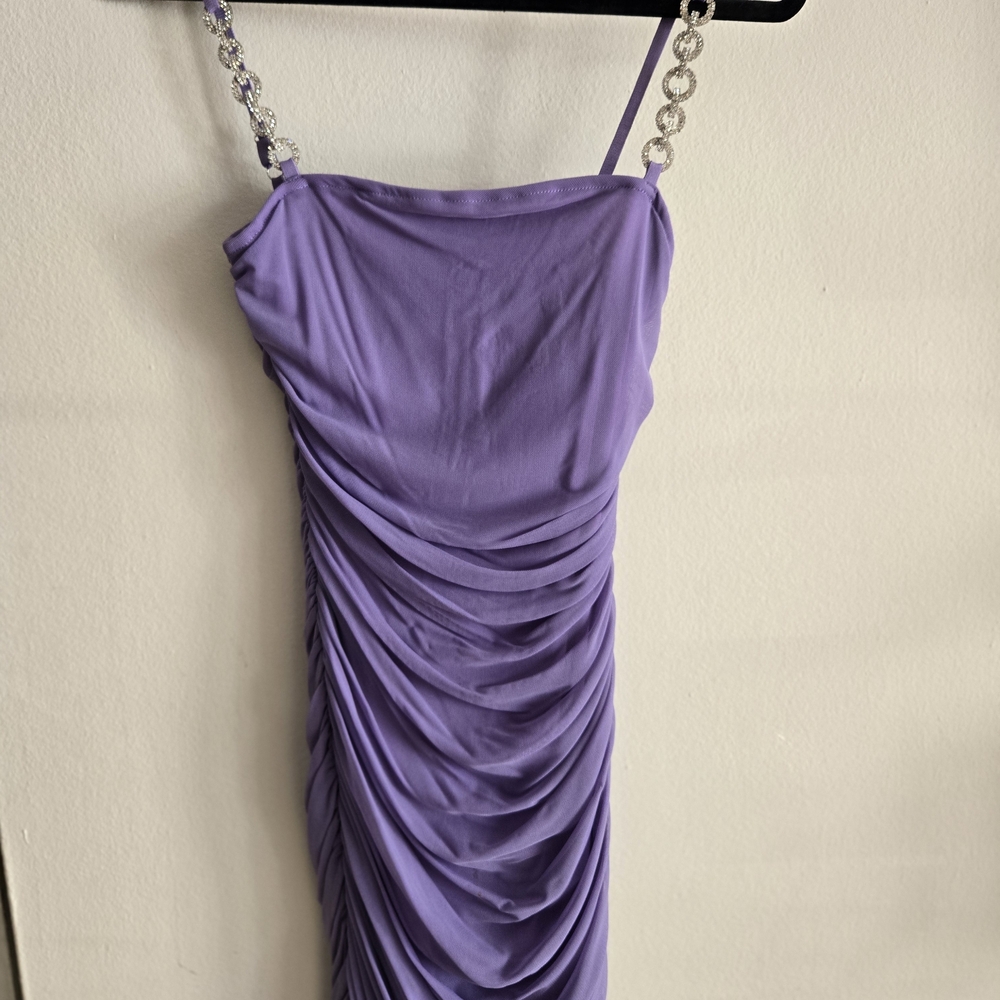 Fashion Nova Purple Ruched Mini Dress
